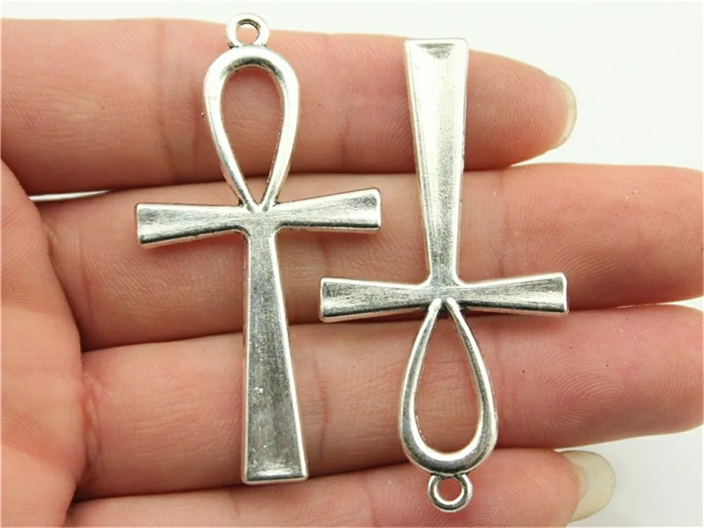 8 шт./лот, подвески Ankh Cross, античный серебряный цвет, подвески Ankh Cross, подвески для браслетов, подвески Ankh Cross - Окраска металла: B10160-52x28mm