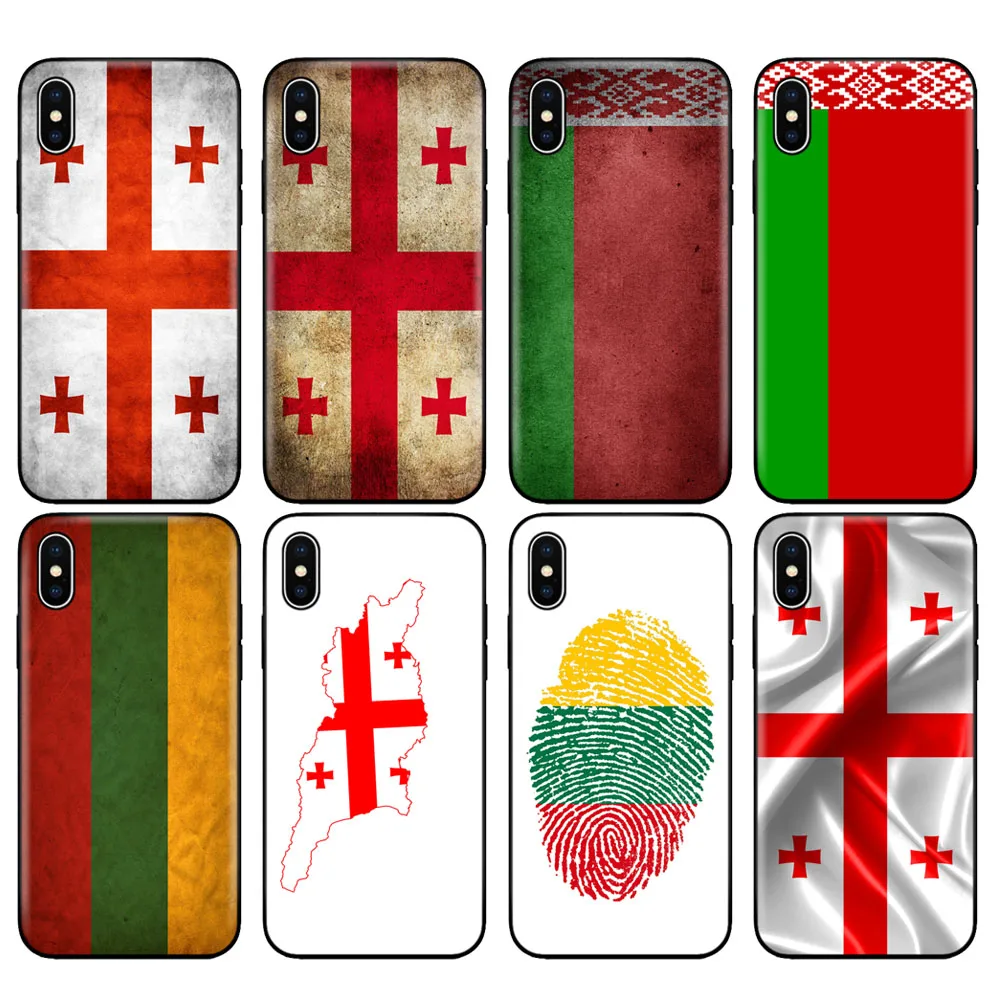 Черный чехол из ТПУ для iphone 5 5s se 6 6s 7 8 plus x 10 силиконовый XR XS 11 pro MAX с флагом грузинги