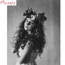 Фото на заказ! 5D DIY алмазная живопись! Черно-белая женская алмазная живопись полный квадратный бриллиантовый горный хрусталь вышивка алмаз