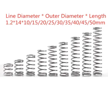 

10pcs 304 stainless steel spring pressure spring short compression spring Wire diameter 1.2* outside diameter 14* length 10-50