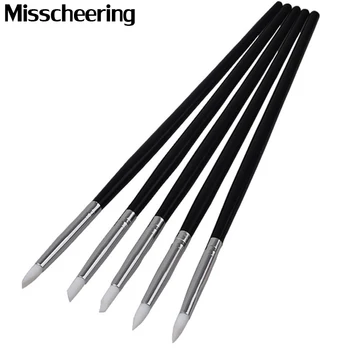 

5pcs/set Professional Black Nail Art Pen Brushes Soft Silicone Carving Sculpture Embossing UV Gel Building DIY Manicure Tools