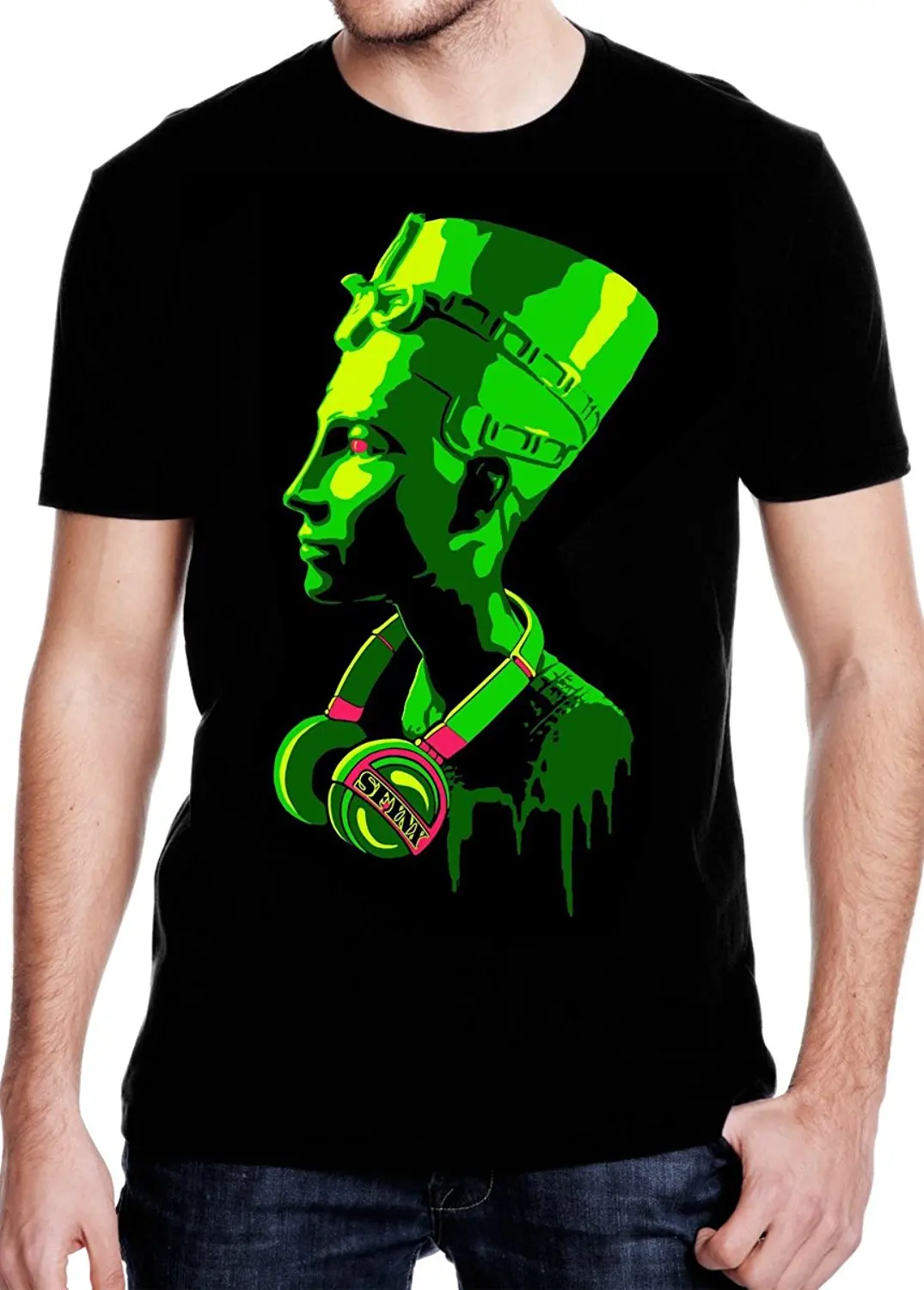 SFYNX Generation 1' Mens Rave T Shirt Glow In The Dark EDM Clothing Black Light Reactive Tee Hot