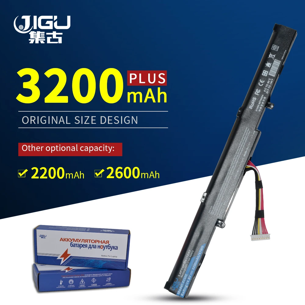 Цена JIGU новый ноутбук Батарея A41 X550E для ASUS X450 X450E X450J X450JF X751L A450J A450JF A450E F450E 4 ячейки