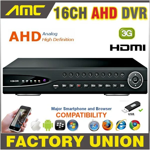 DVR 16CH CCTV AHD Регистраторы 720 P в режиме реального времени H.264 цифрового видео Hybrid 16 CH