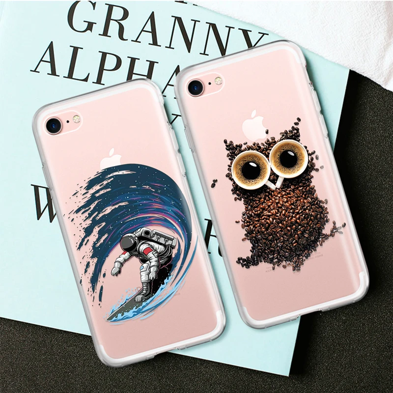Painting Soft TPU Case For iPhone 7 8 6 6S Plus 5 5S SE Animal Flower Heart Slim Silicone Housing For iPhone X Back Cover Shell