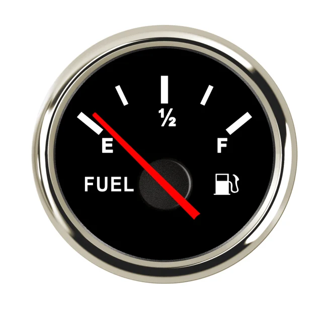 Tank Gauge Level Indicator 52mm//2in Fuel Oil Tank Level Gauge 0-190ohm Signal Pointer Meter for Marine Boat Car White Dial Silver Frame