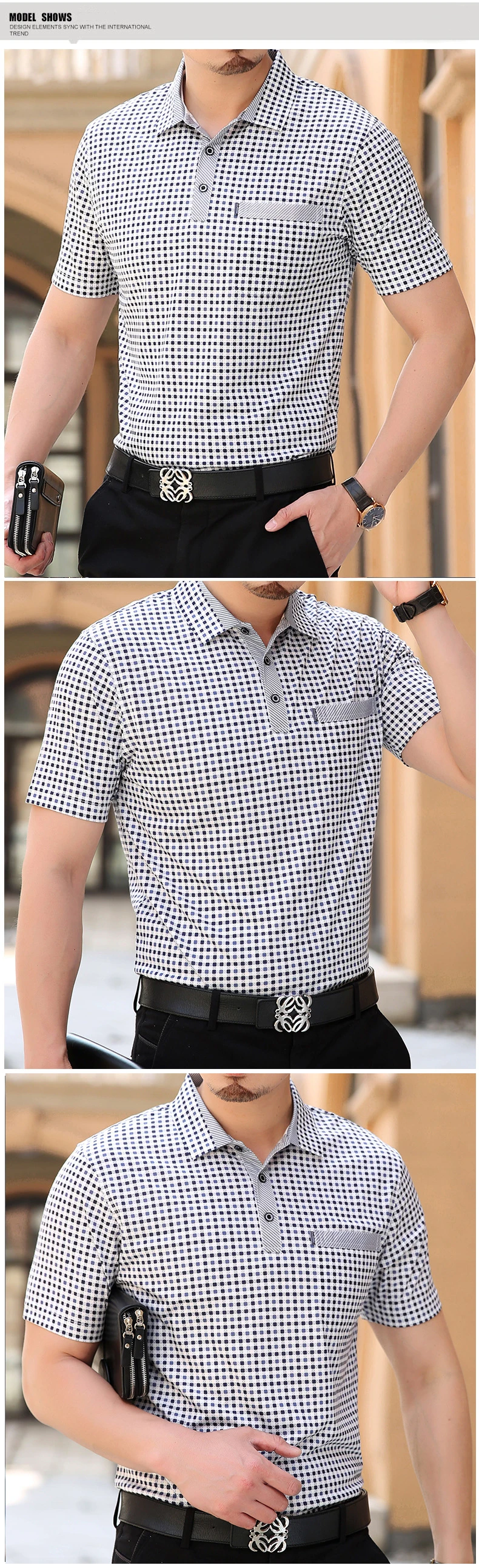 Бренд thoshine 95% вискоза Для мужчин карманы рубашки поло мужская рубашка поло с рисунком рубашка превосходное Camisa Рубашки с отложным воротничком, летняя одежда