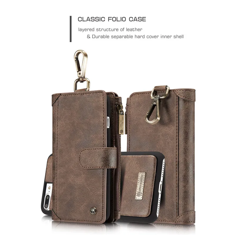 

CaseMe Brand For Apple iPhone 7 & 7 Plus Case Luxury Genuine Leather craft phone Cover Wallet Magnet Flip Stent Card slot Cases
