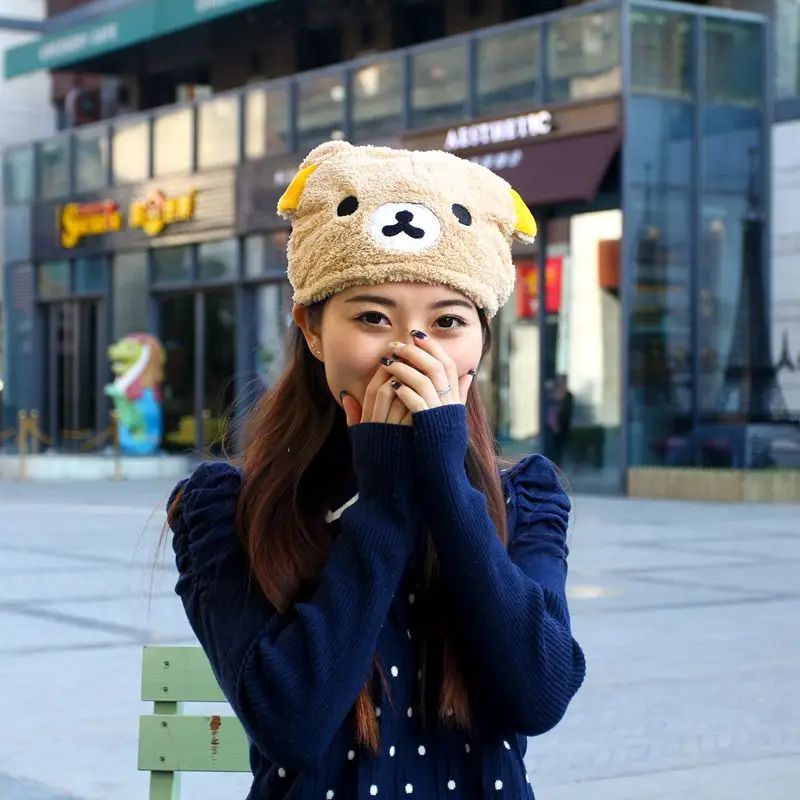 Rilakkuma плюшевая кавайная игрушка панда шляпа головные уборы согревают мягкие маленькие животные подарок для подруги подарок на день рождения
