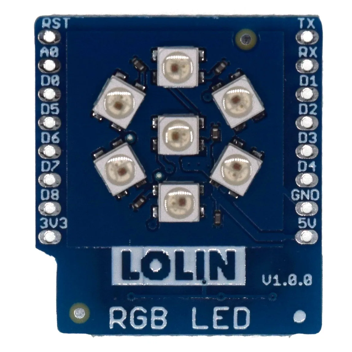 

RGB LED Shield V1.0.0 for LOLIN (WEMOS) D1 mini WS2812B 3535