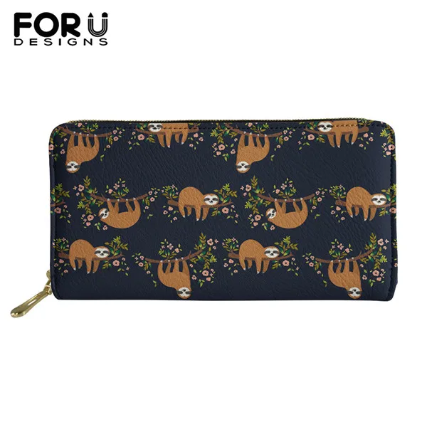 FORUDESIGNS/Для женщин PU Длинные кошельки Ленивцы с анималистическим принтом женские наличные деньги кошелек для монет кошелек держатель для карт телефон карман Cartera Mujer - Цвет: HXA03Z21