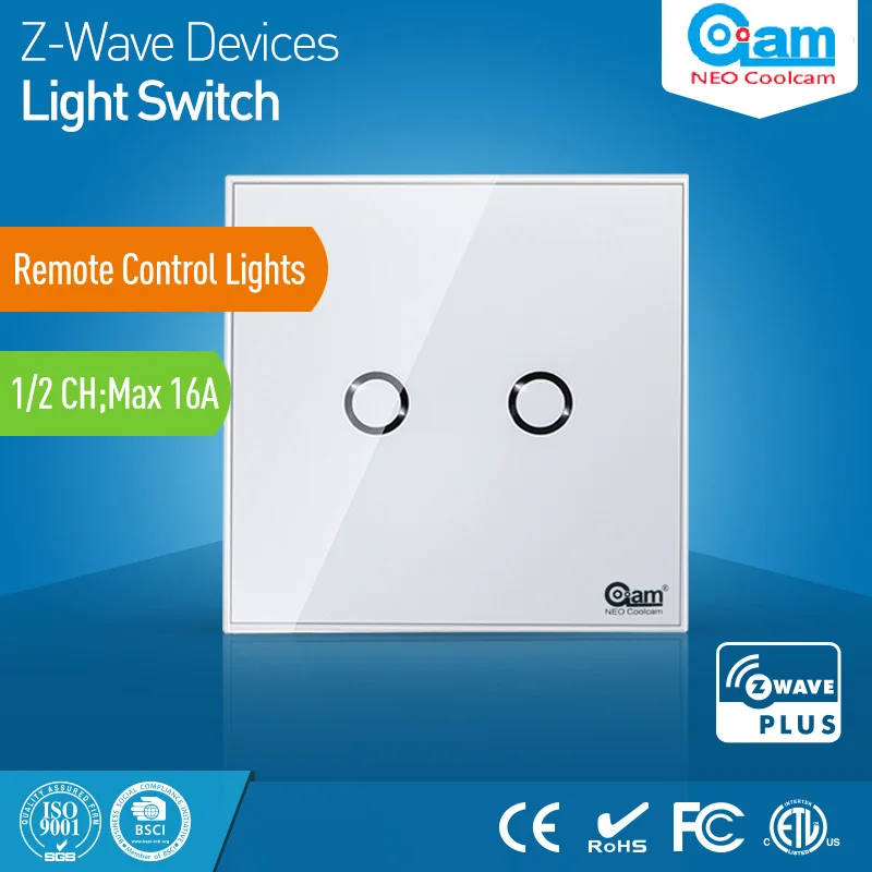 

Z wave Sensor Smart Home EU Wall Light Switch 2CH Gang Touch Sensitive Compatible with Z-wave 300 500 Series Home Automation