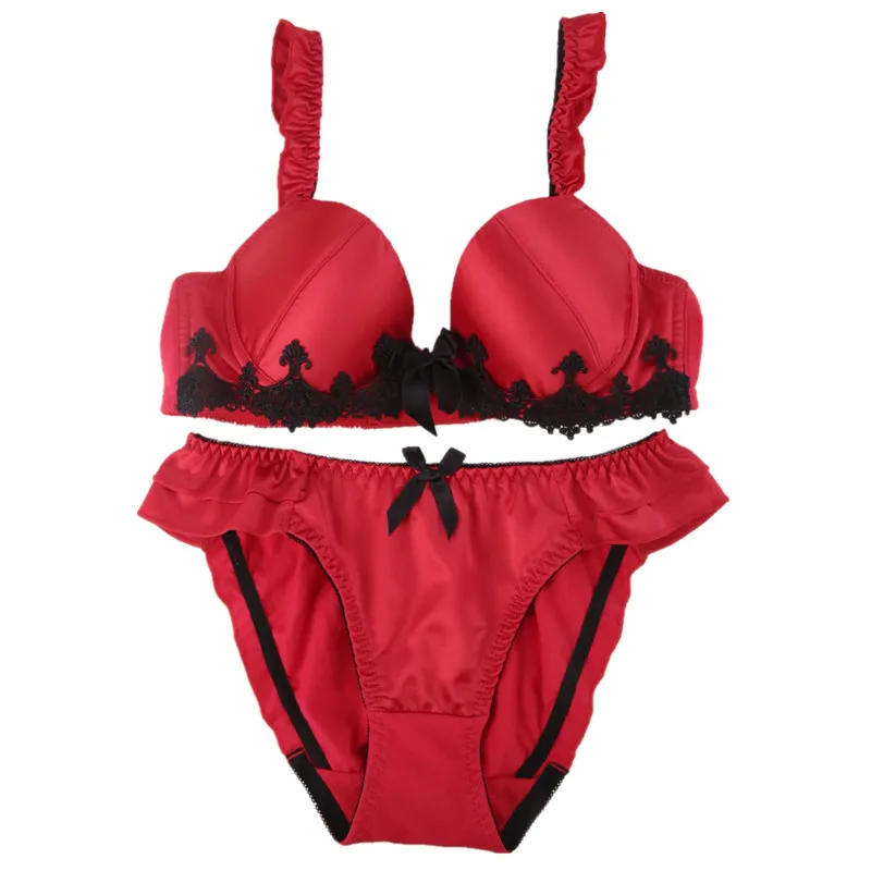 Japanese push up sweet cute bra suit without steel ring thin underwear lace Princess wind and panty set lenceria mujer | Женская одежда
