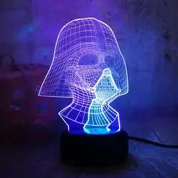 Блеск Прохладный звездные войны рисунок Дарт Вейдер 3D ночник RGB светодиодный смешанные двойной Цвет дети настольная лампа Home Decor