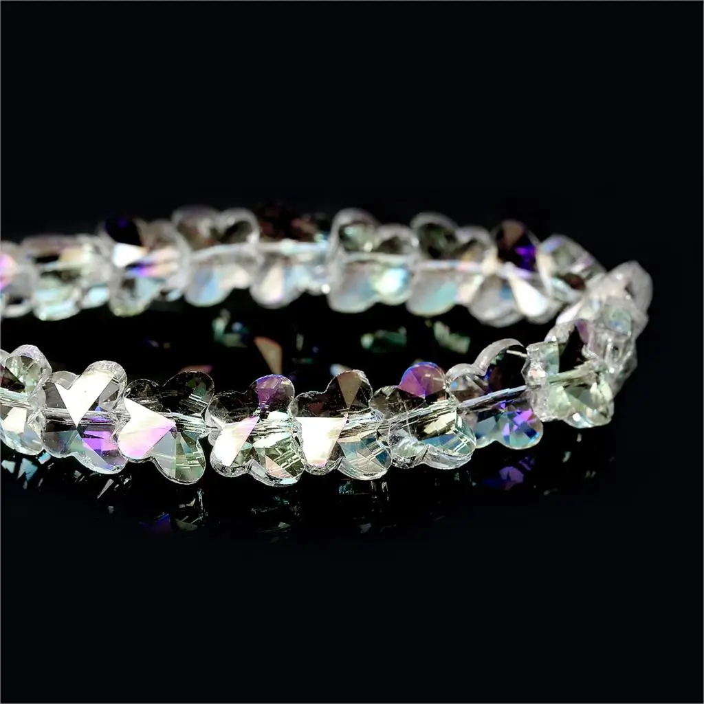 20 шт. стеклянные бусины бабочки бледно желтые радужные цвета beads large beaded