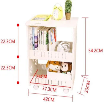

Multipurpose Bookshelf Double-Layer Bookcase Storage Rack Bedside Table Sofa Side Table Living Room Storage Cabinet With Wheels