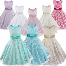 IEFiEL Детское цветочное кружевное платье со стразами для девочек свадебное платье с цветочным узором для девочек официальное праздничное бальное платье для выпускного бала или спектакля от 4 до 16 лет