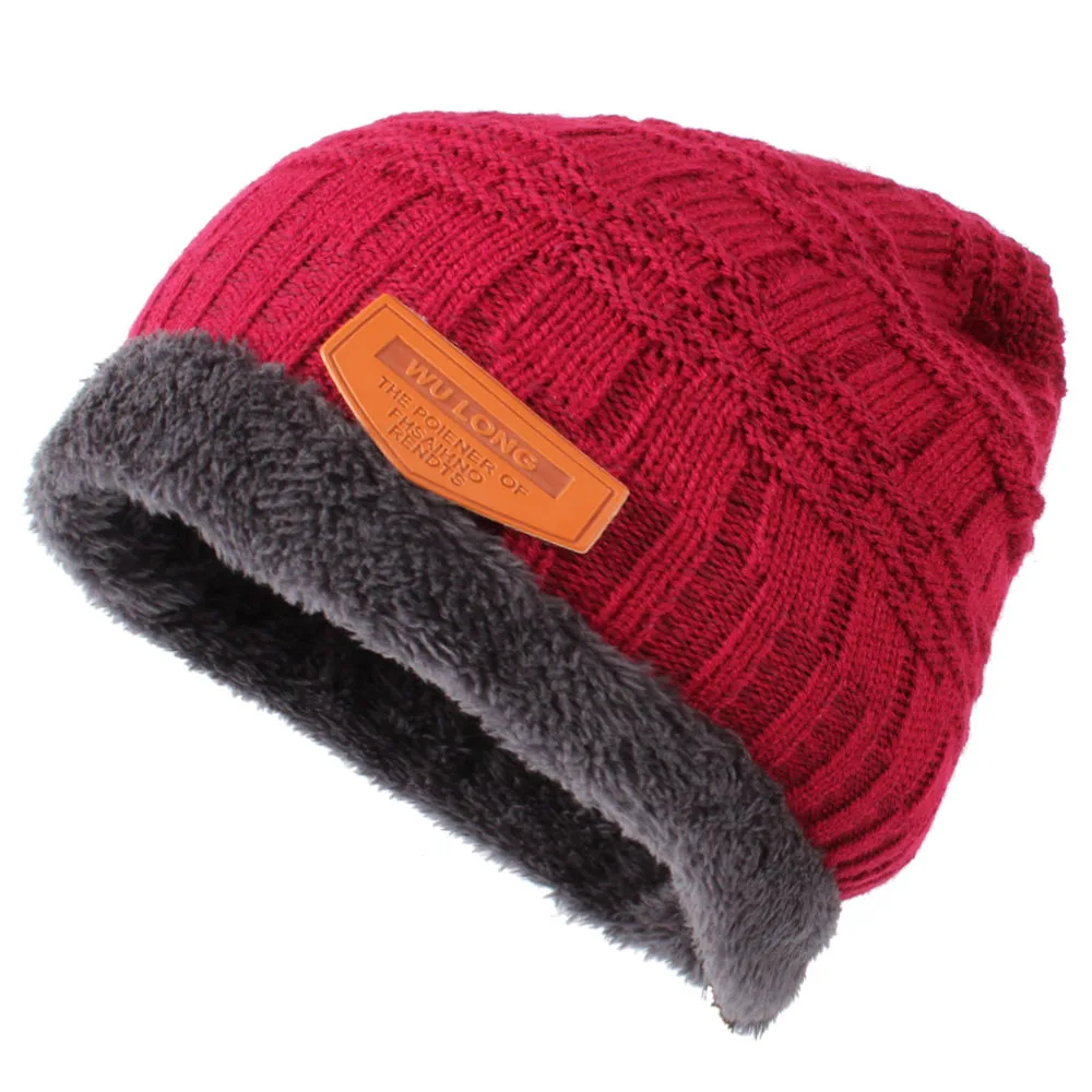 Шапочки зимняя шапка вязанная теплый Skullies Hat для Для женщин человек маска двойные толстые Слои трикотажные мешковатые шапки капот