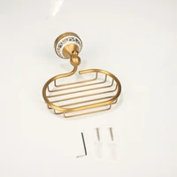 จานสบู่ทองเหลืองโบราณเซรามิคผู้ถือสบู่ทองแดงสบู่ตะกร้าอุปกรณ์ห้องน้ํา Banheiro Bath ฮาร์ดแวร์ชุด 9073K 6