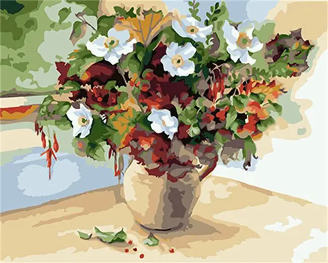 

PAINTBOY Flower Framed Pictures DIY Painting By Numbers Acrylic Painting On Canvas Wall Art For Living Room Home Decor