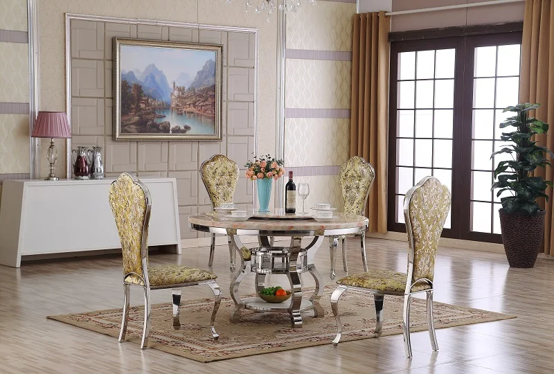 الفولاذ المقاوم للصدأ مجموعة غرفة الطعام أثاث منزلي الحد الأدنى زجاج حديث طاولة طعام و 4 كراسي ميسا دي جانتار muebles comedor