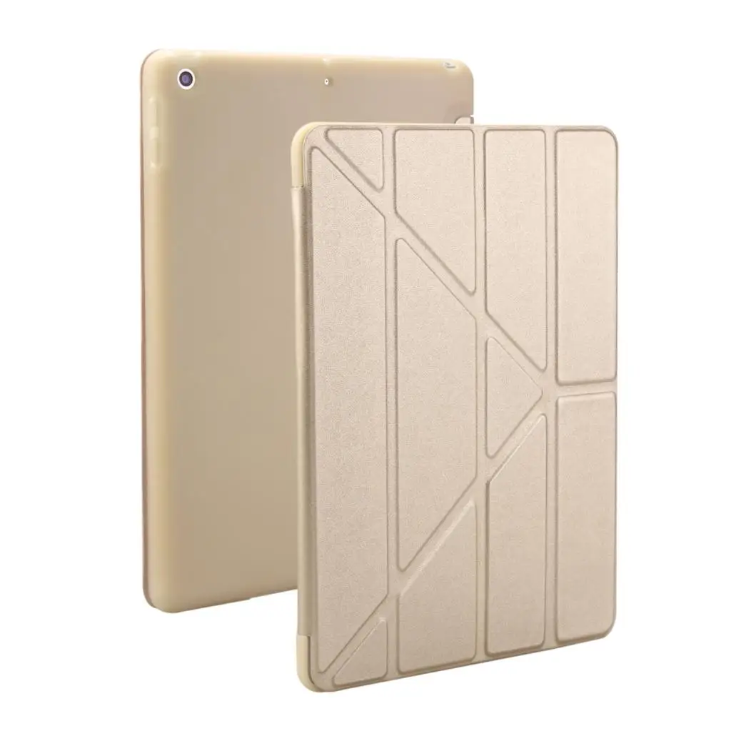 Чехол для нового iPad 9,7 дюймов, мягкий силиконовый низ+ умный чехол из искусственной кожи с функцией автоматического сна для нового iPad 9," A1893 - Цвет: Gold