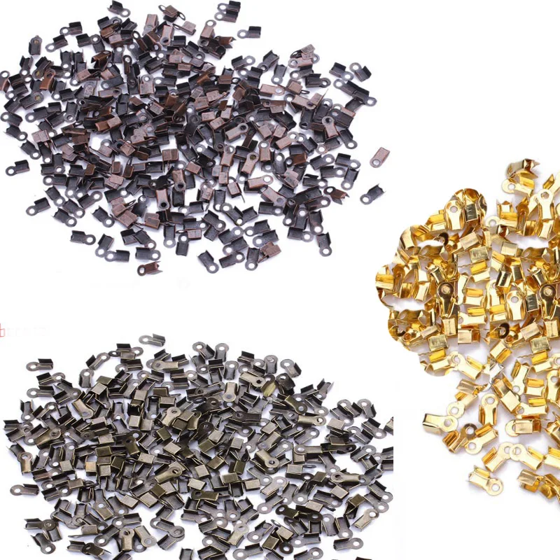 

50pc/lot Jewelry Necklace/Cord Crimp End Caps Tips 3*6/4*9mm For DIY Jewelry Accessories Findings Making