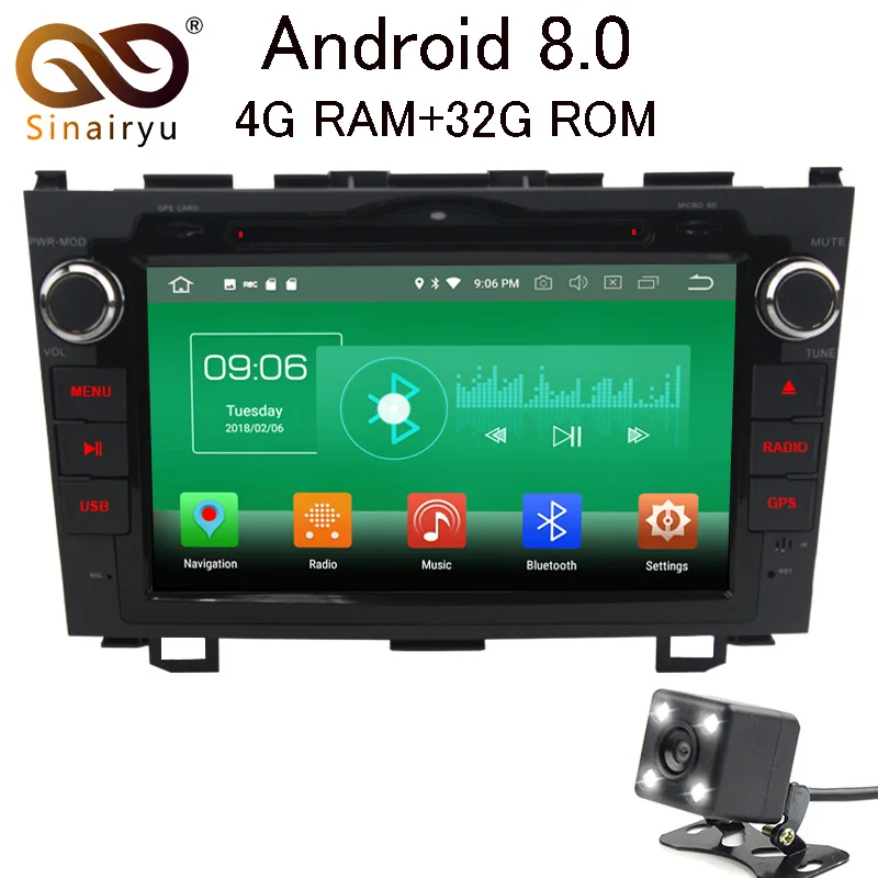 

Sinairyu 4G RAM Android 8.0 Car DVD For Honda CR-V 2006 2007 2008 2009 2010 2011 CRV 32G Radio GPS Multimedia Player Head Unit