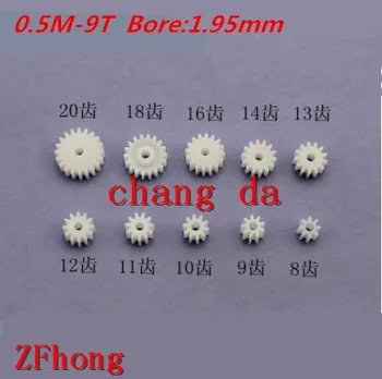 

50pcs 0.5M8T 0.5m 9 teeth nylon plastic spur gear bore 1.95mm
