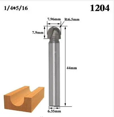 1 шт. 6,35 мм 12,7 мм 1/" 1/4" для конических фрез со сферическим концом; двойное обрамление; быстроходный деревообрабатывающий фрезерный станок бит фрезы для дерева бит коробки бухточки - Длина режущей кромки: NO 4