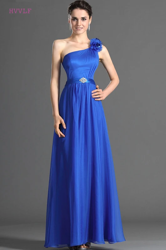 Royal Blue 2019 Cheap Bridesmaid Dresses Under 50 A line One shoulder