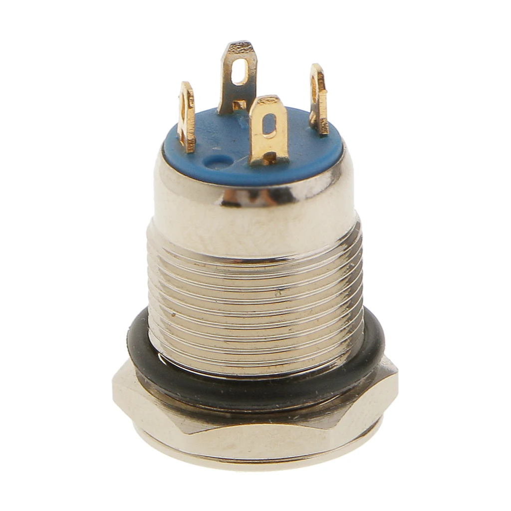 2x Blue LED Metal 12mm Off(On) Push Button Waterproof Momentary Switch SPST