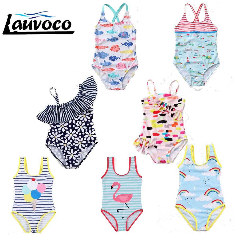 

Hot Sale Cute Baby Girl Swimwear One Piece Flamingo Cartoon 1-6Y Girl Swimsuit Kids Swimming Suit Children Korean Bathing suit