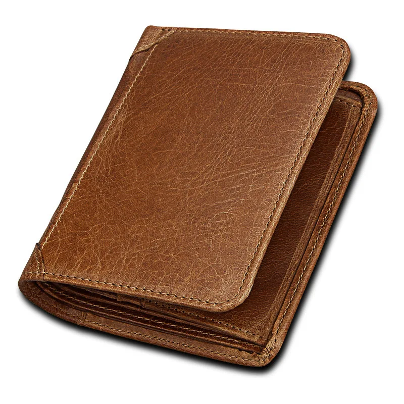 

2019 Vintage Crazy Horse Handmade Leather Men Wallets Multi-Functional Cowhide Coin Purse Genuine Leather Wallet For Men