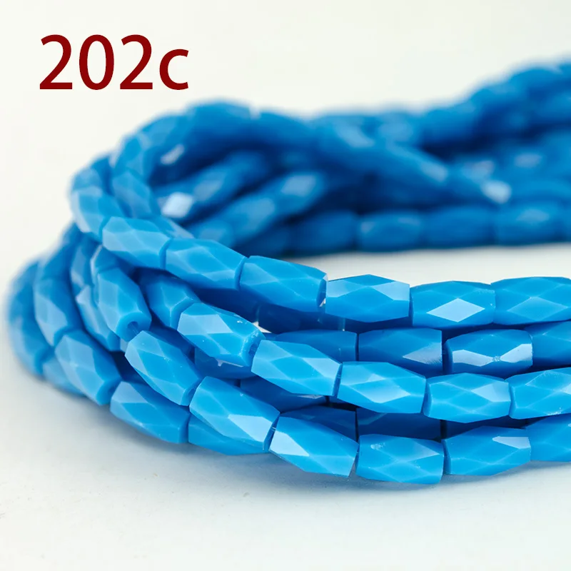 Blue 4mm Rectangular Crystal Glass Loose Pearl Rectangular Beads