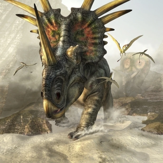 A charging Styracosaurus Poster Print (23 x 34)