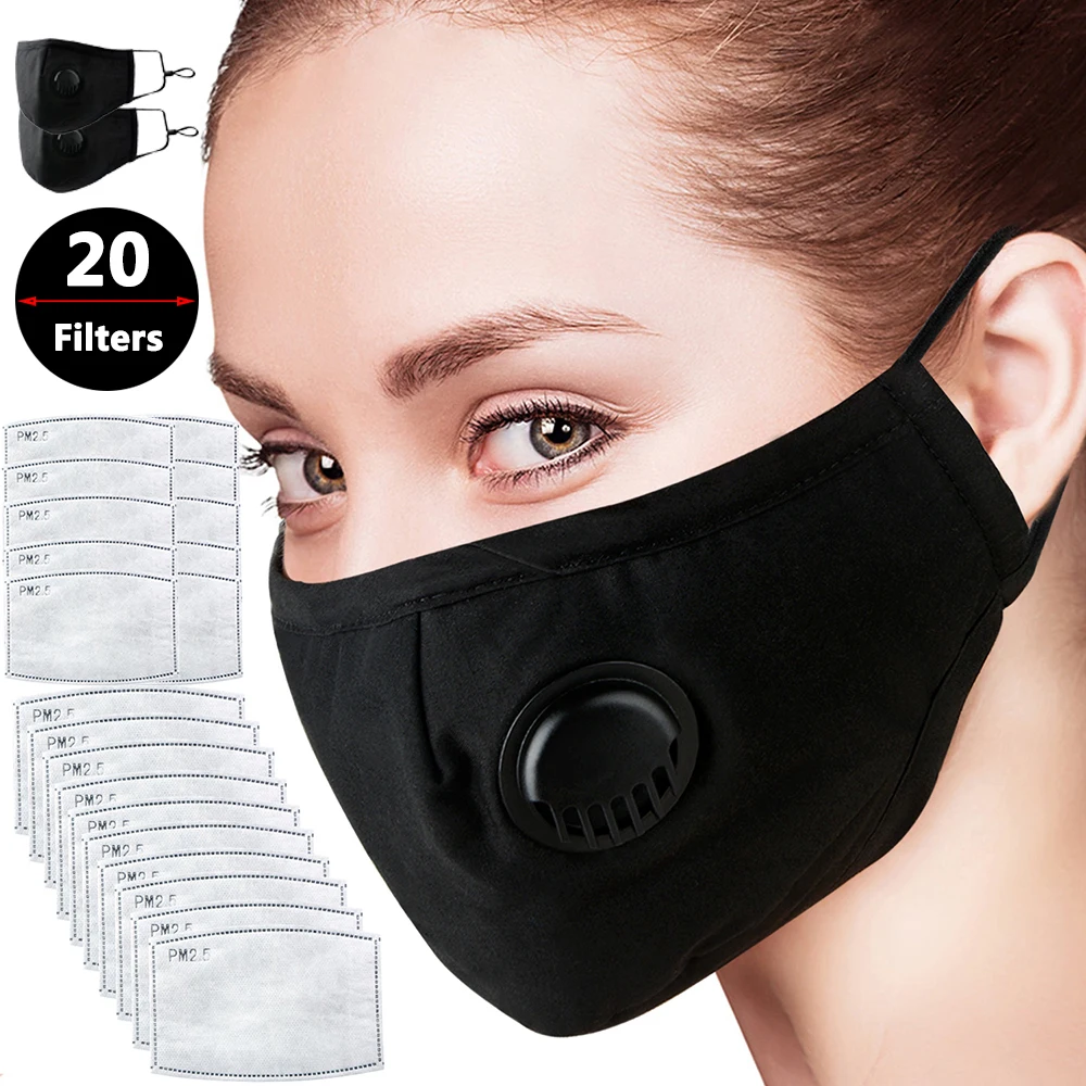 

2Pcs Cycling Mask Protective N95 PM2.5 Masks for Dust Smoke Gas Allergy Adjustable Reusable 20 Filters