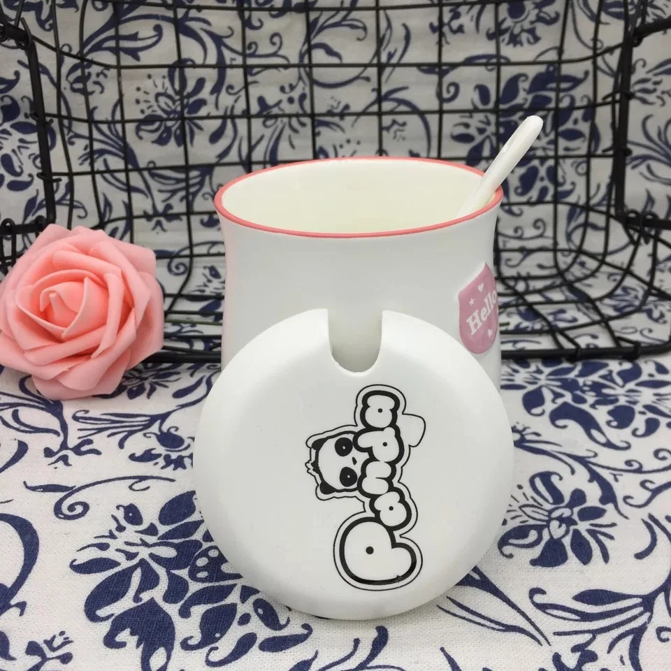 Горячая продажа Kawaii мультфильм панда кружки керамическая чашка с ложкой крышкой