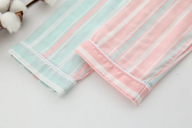 thin cotton stripes pajamas spring (4)