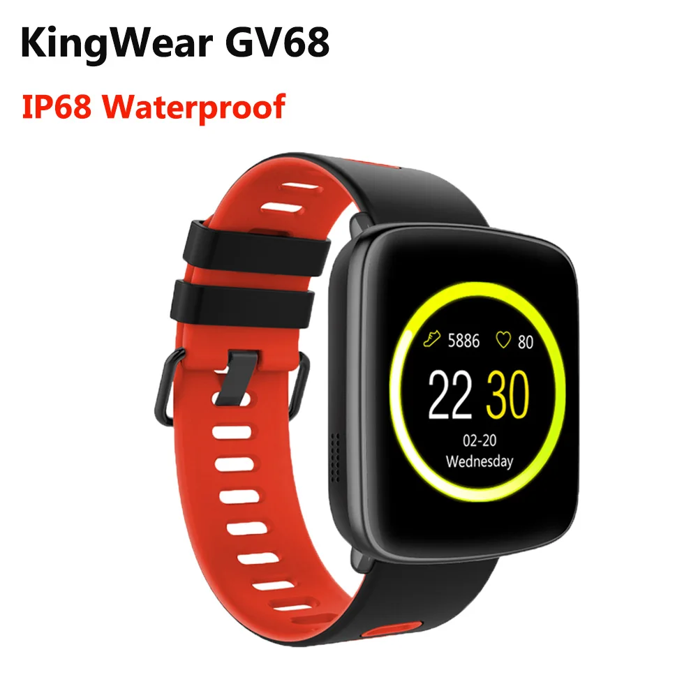 

Kingwear GV68 Smart Watch Bluetooth IP68 Waterproof Heart Rate Monitor Pedometer Remote Camera for IOS Android Phone