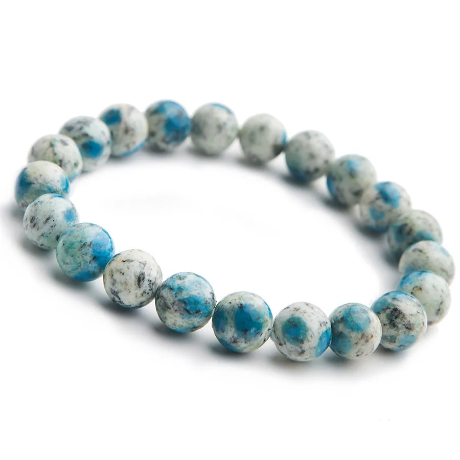 

9mm Natural K2 Jasper Volcanic Jasper AAAAA Blue Bracelets For Women Female Stretch Crystal Round Bead Bracelet
