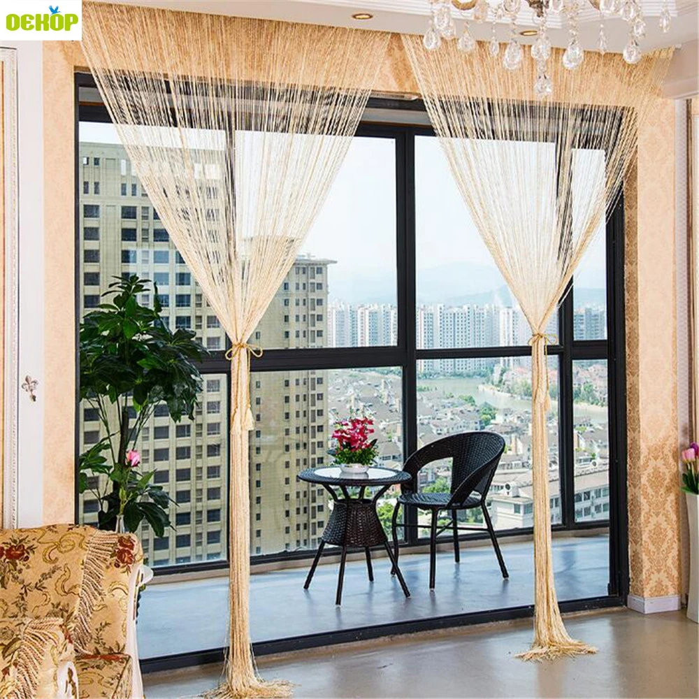 

DEKOP Elegant String Curtain Blinds Window Flash Silver Thread Line Curtains For Living Room Bedroom Door Curtains Home Decor