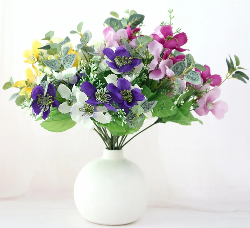 Flone Emulation Plastic Flower Chrysanthem Artificial Silk Flowers Little Daisy For Wedding Home Office Leisure Party Decora (2)