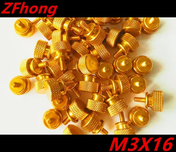 

20pcs M3*16 M3 x 16mm gloden colour aluminum step hand screw computer case screw
