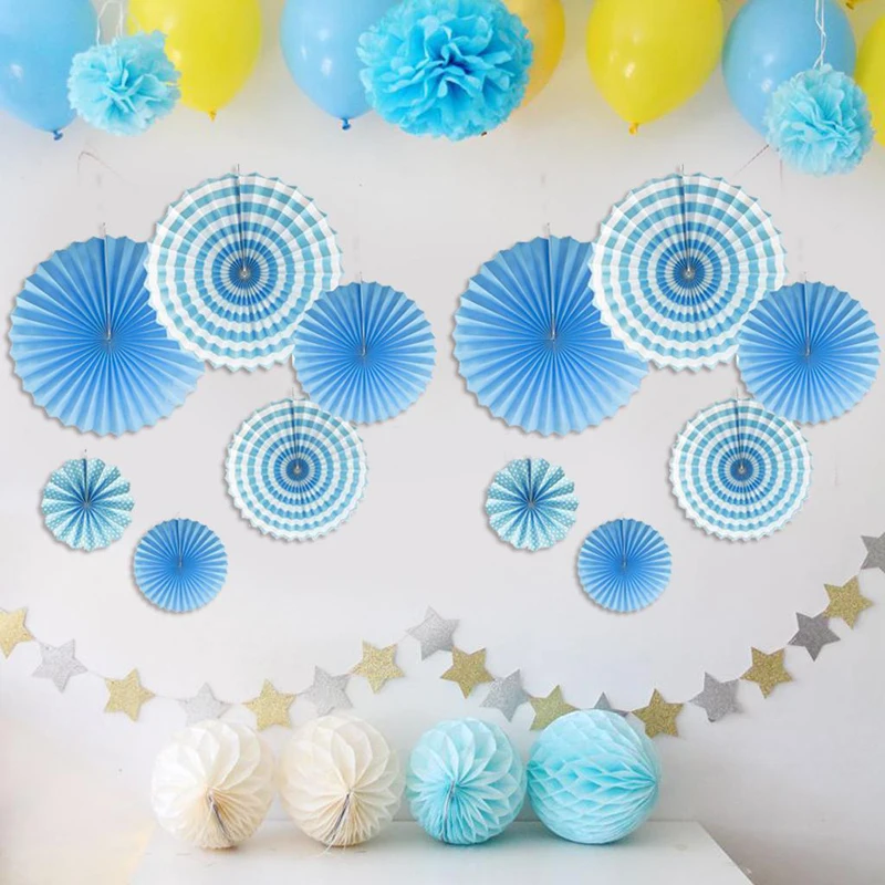 6Pcs/Set New Orange Set Paper Crafts Home Hanging Decoration Party Birthday Wedding Baby Shower Sunshine Bright Color Paper Fan