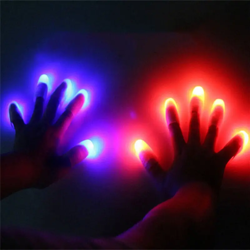 4Pcs Magic Trick Props Funny Gag LED Light Flashing Fingers For Kids Glow Toys