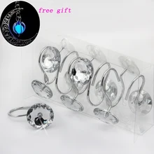 Декоративные 12 шт. скользящие Кольца Крючки для штор Модные прочные Стразы для душа Ванная комната занавеска для душа крюк металл для палок