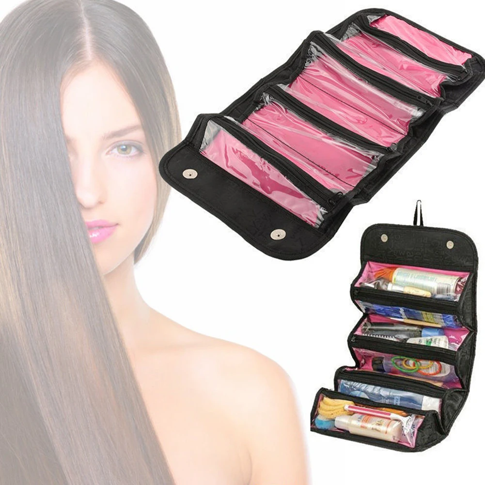 النساء مخزن للمكياج حقيبة حقيبة سفر تعليق الزينة المنظم المنظم حقيبة مستحضرات تجميل ضد الماء السفر ضرورة كيس مزموم