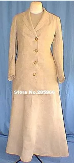 

Elegant Reproduction Large size of Circa 1900'sTan Linen Walking Suit/Victorian Dresses/Stage Dresses/Vintage Costume