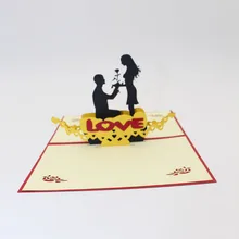 3D лазерная резка ручной работы День Святого Валентина предложить шоу любовь бумага свадебные приглашения Поздравительные карты с конвертом креативный подарок